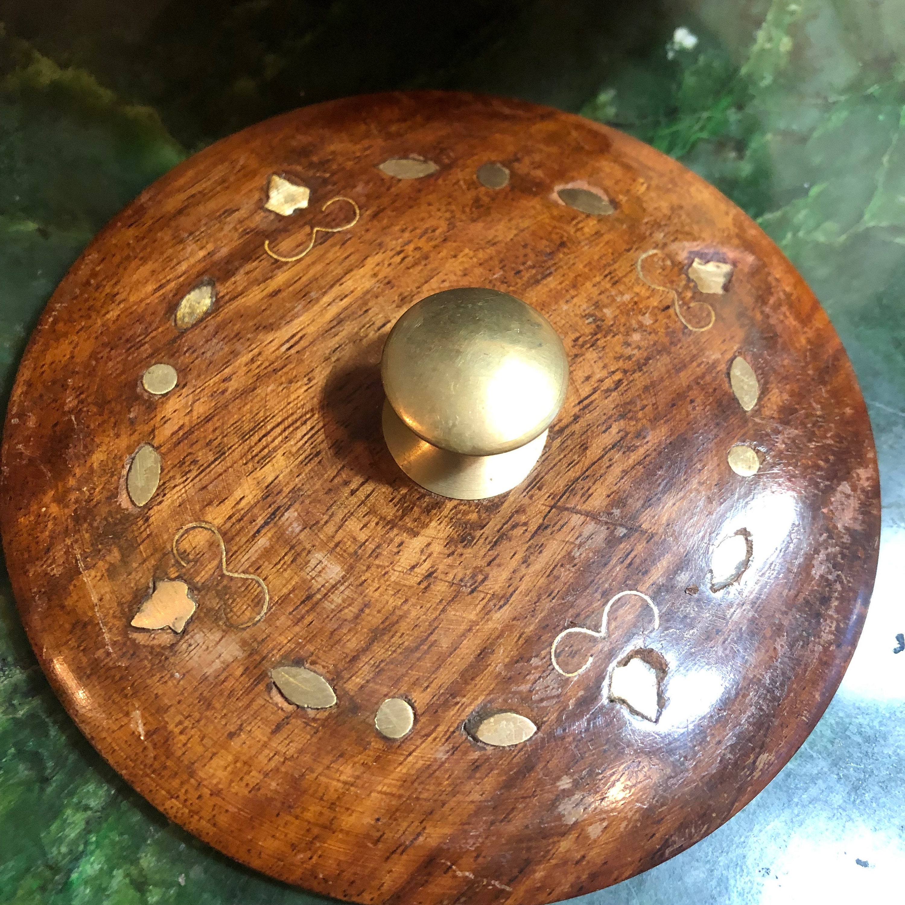 Wooden Container With Tight Lid and Brass Inlays All Around the Top - Etsy