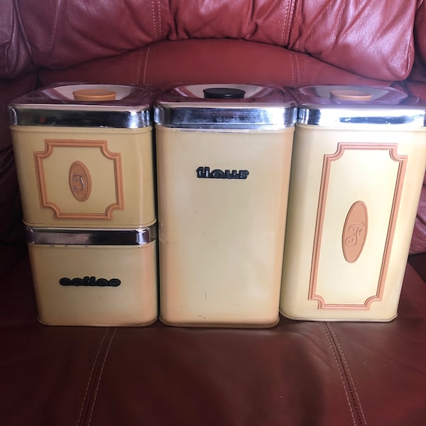 Vintage set of mismatched canisters from the 1970's