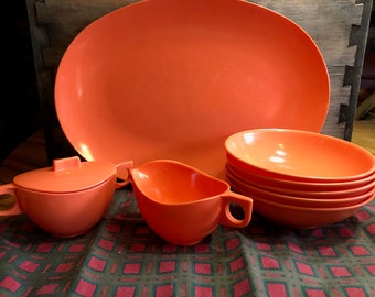 Vintage Melmac Brand Melamine Dish Set - Brown Melmac - Mugs