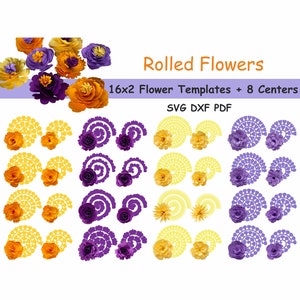Rolled Paper Flowers SVG, Digital DXF PDF Paper Template, Cricut Flowers Bouquet, Paper Rose, 3d Flower svg, Origami Flowers, Do It Yourself