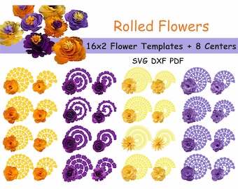 Rolled Paper Flowers SVG, Digital DXF PDF Paper Template, Cricut Flowers Bouquet, Paper Rose, 3d Flower svg, Origami Flowers, Do It Yourself