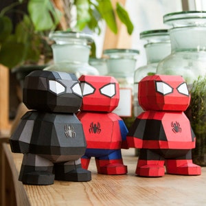3 in 1 DIY Papercraft DIGITAL Hero, Low poly print, Decorative craft, 3D papercraft decor, Red Spider, Kids toyd, Handmade origami