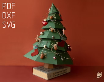 Diy Papercraft Christmas Tree, Digital SVG PDF templates, svg and dxf files
