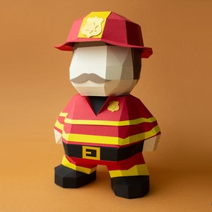 3d Papercraft Firefighter Gift Fathers Day Craft Gift From Kids DIY, Low Poly SVG Files for Cricut svg Paper Model, PDF Template Digital Kit