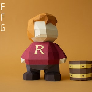 Plantilla de asistente SVG de papercraft 3d, modelo de baja poli de harry de artesanía de papel, archivos DXF para trazador, kit de bricolaje, plantilla PDF, Origami Hágalo usted mismo