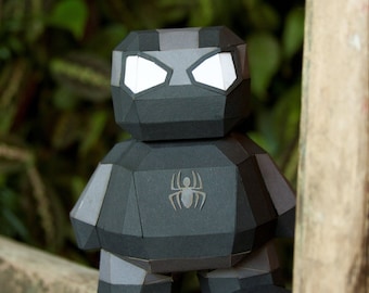 DIY Papercraft DIGITAL Spiderman, Comics superhero craft, Low poly for print, Decorative craft, 3D papercraft decor, Dark Spider, Kids toy,