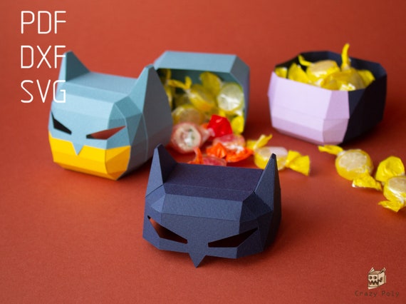 Superhero Party Candy Box SVG, Papercraft Do It Yourself Gift Box Template, Crazy Poly