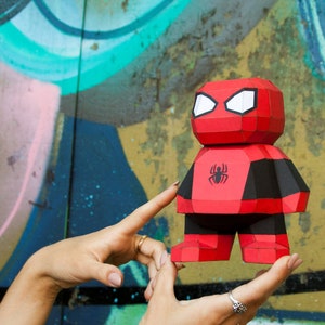 DiY Superhero DXF SVG PDF template, Origami Spider 3D papercraft puzzle, comic character, Handmade doll, Papercraft figures