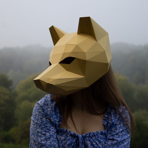 DIY SImple  Wolf Mask, Сarnival mask, Werewolf Mask, Masquerade, Halloween Mask, DIY gift, Pdf Download, Origami Mask, Handmade mask