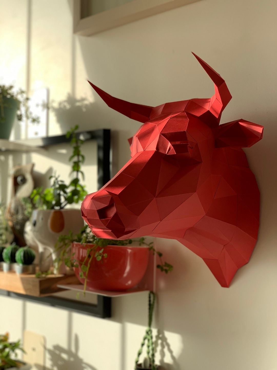 DIY Papercraft Bull Trophy Head, DXF SVG 3d Bull Template, Low Poly ...