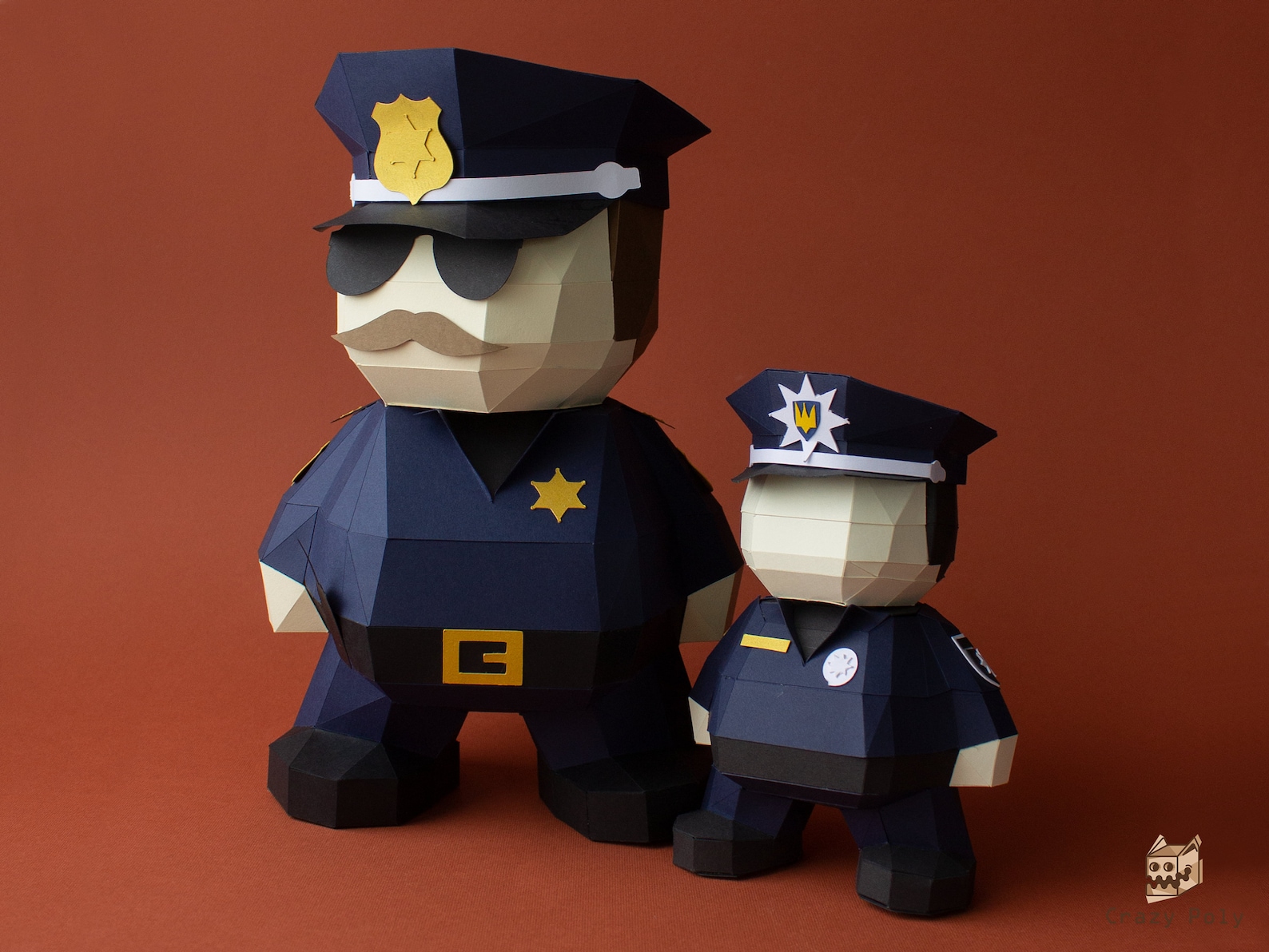 3D Papercraft Police Officer Gift, Low Poly SVG, PDF Template - Etsy