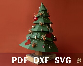 3D Papercraft Christmas Tree, SVG DXF files, Digital PDF templates, DiY origami kit, Handmade Christmas Gift