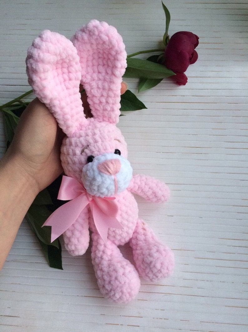small pink bunny stuffed animal