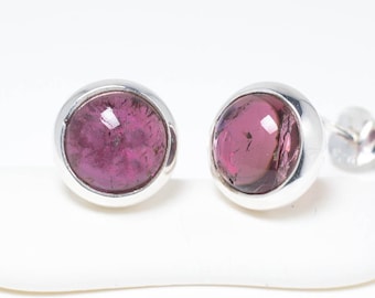 Pendientes de plata con turmalina roja y rubelita