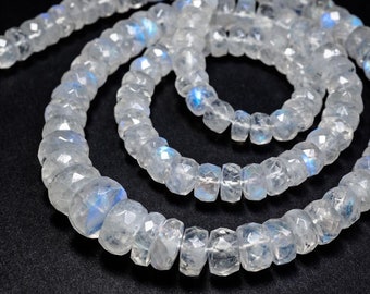 Rainbow moonstone necklace different lengths. 6-11 mm stones