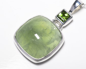 Prehnit mit Peridot Silber Anhänger