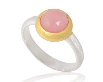 Pink Opal Ring Silber / 18K Gold.