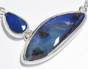 Opal Design Silberanhänger an Silber Kette, australischer Boulder Opal