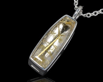 Faceted Rutilated Quartz Silver Pendant