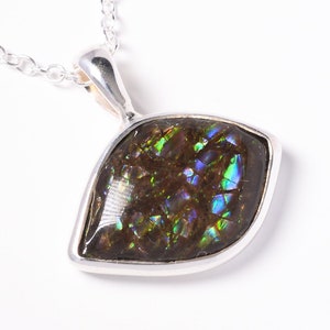 Ammolite silver pendant