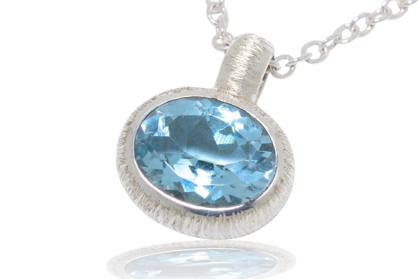 Pingente de prata com topázio Azul celeste Portugal
