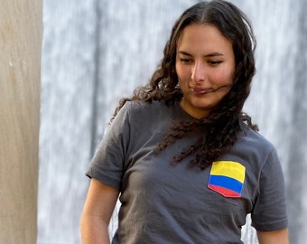 Flag of Colombia Unisex Pocket Tee Shirt