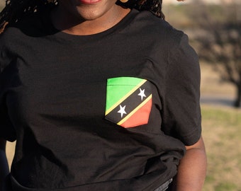 Flag of St. Kitts Unisex Pocket Tee Shirt