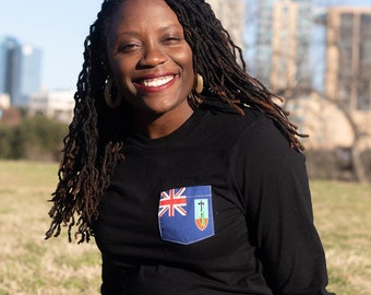 Flag of Montserrat Unisex Pocket Tee Shirt