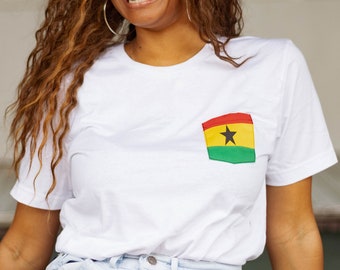 Flag of Ghana Unisex Pocket Tee Shirt