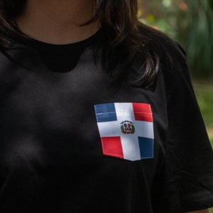 Flag of Dominican Republic Unisex Pocket Tee Shirt
