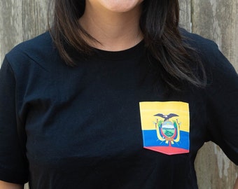 Flag of Ecuador Unisex Pocket Tee Shirt