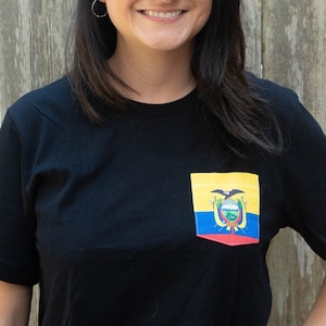 Flag of Ecuador Unisex Pocket Tee Shirt