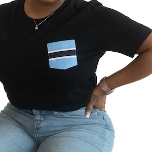 Flag of Botswana Unisex Pocket Tee Shirt