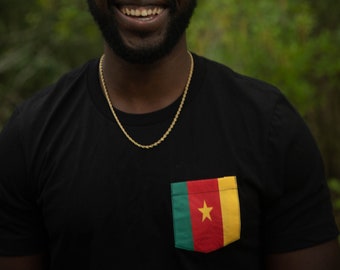 Flag of Cameroon Unisex Pocket Tee Shirt
