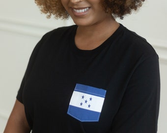 Flag of Honduras Unisex Pocket Tee Shirt