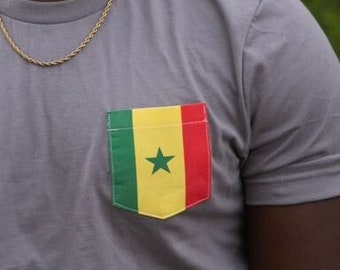 Flag of Senegal Unisex Pocket Tee Shirt