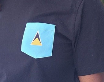 Flag of Saint Lucia Unisex Pocket Tee
