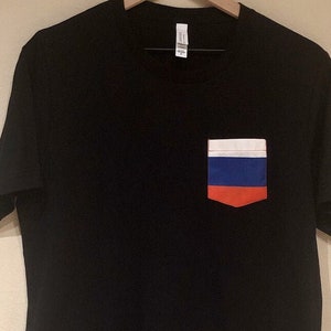Flag of Russia Unisex Pocket Tee Shirt