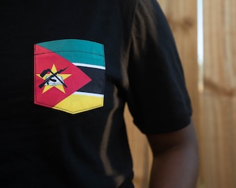 Flag of Mozambique Unisex Pocket Tee Shirt