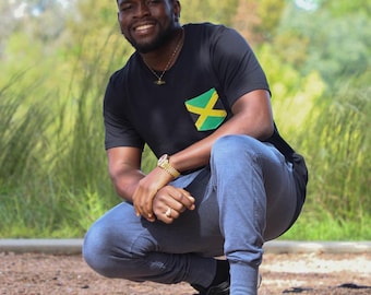 Flag of Jamaica Unisex Pocket Tee Shirt