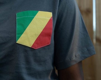 The Flag of Republic of Congo Unisex Pocket Tee Shirt