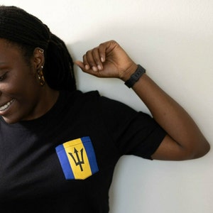 Flag of Barbados Unisex Pocket Tee Shirt