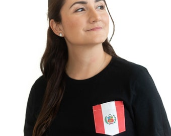 Flag of Peru Unisex Pocket T-Shirt