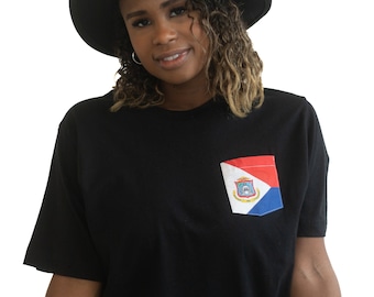 Flag of Saint Maarten Unisex Pocket Tee Shirt