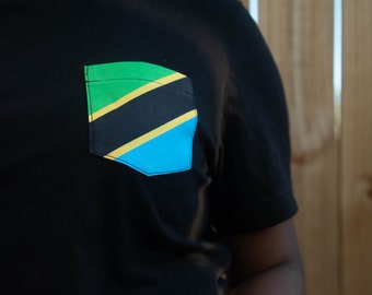 Flag of Tanzania Unisex Pocket Tee Shirt