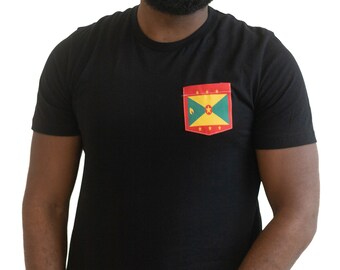 Flag of Grenada Unisex Pocket Tee Shirt