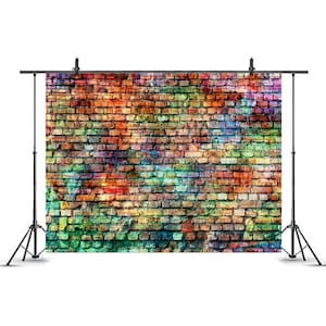 Colorful Graffiti Brick Wall Photography Backdrop