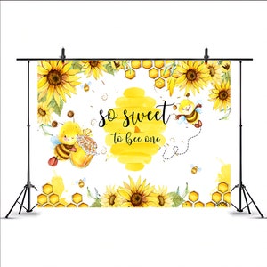 Yellow Sunflowers Sweet Bee Day Backdrops For Photography Baby Shower Newborn 1st Birthday Party Backgrounds Customized