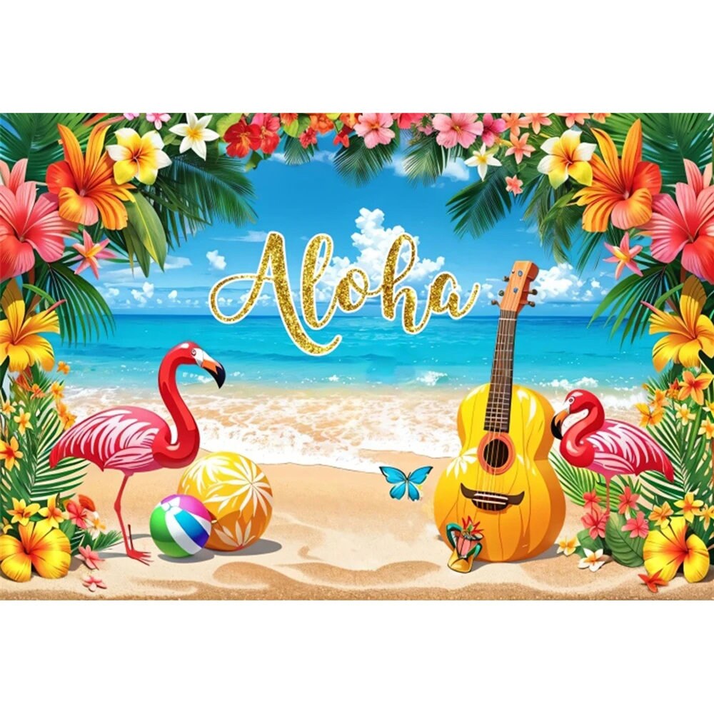 WEVENI Acrylic Hawaiian Ukulele Keychain - Palm Tree & Hibiscus Charm, Beach Theme Gift For Women, Bag Accessory
