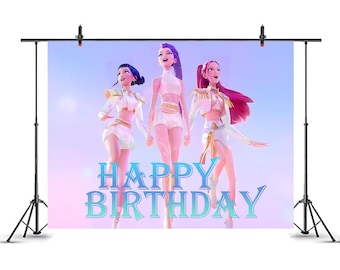 K-pop Demon Hunters Party poster banner background, Birthday party decoration supplies